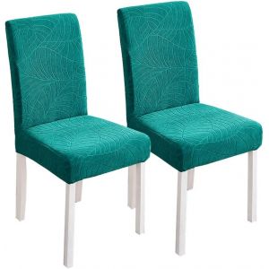 Housse De Chaise De Salle À Manger, 2 Pièces, Vert Vif, Extensible, Universelle, Lavable, Moderne, En Jacquard, Pour Salle À Manger, Restaurant, Hôtel - Neuf