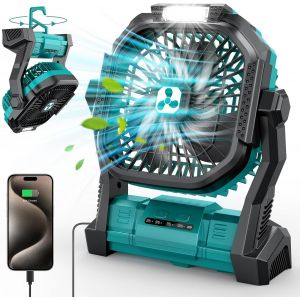 Ventilateur À Batterie Sans Fil, Ventilateur De Voiture Portable Rechargeable Avec Lanterne Led, Ventilateur De Table À Batterie Avec Port Type-C Vert[VEN750266] - Neuf