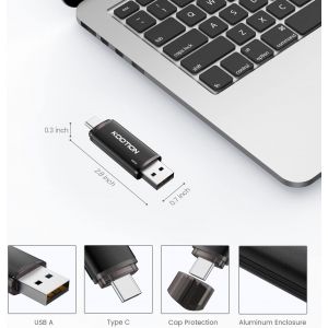 Cl&eacute; Usb C 64 Go Lot De 5 Cle Usb 2.0 Type C 64 Go 2 En 1 Clef Usb 64Gb Otg M&eacute;moire Stick (Usb 2.0+Usb Type C,Noir) - Neuf