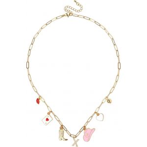 Kal-Collier À Breloques Initiales Or Pour Femmes, Cowgirl Occidentale Collier Pendentif Lettre Bottes De Cowboy Chapeau Collier Chaîne Trombone Tendance Cadeau De Bijoux - Neuf