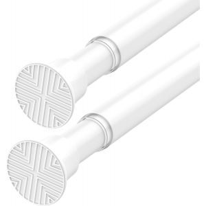 Lot de 2 tringles &agrave; rideaux extensibles - 58 &agrave; 120 cm - Tringle &agrave; rideau r&eacute;glable - Pour fen&ecirc;tre, armoire et salle de bain - Sans per&ccedil;age - Blanc - Neuf