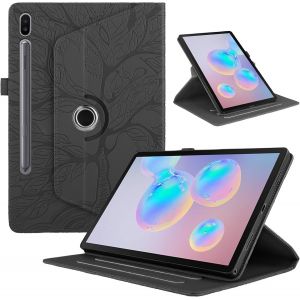 KAL-Coque Tablette Samsung Galaxy Tab S6 10.5 Pouces 2019 Coque Sm-T860/T865 &Eacute;tuis Pu Cuir 360&deg;Rotatif Multi-Angle Stand Flip Protection Housse Samsung Galaxy Tab S6 Rotating Cover, Noir - Neuf