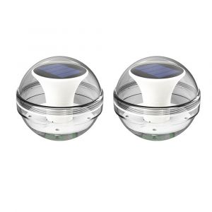 Lot de 2 lampes solaires flottantes &eacute;tanches pour piscine, lumi&egrave;re blanche chaude RGB, pour la d&eacute;coration ext&eacute;rieure de jardin. - Neuf