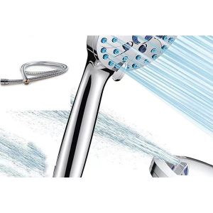 Pommeau de douche &agrave; main haute pression &agrave; 5 modes avec buses anti-obstruction et fonction de lavage puissant - Neuf
