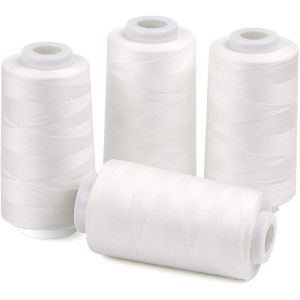 Mevronisshop-Fils &Agrave; Coudre 4pcs 11000m Bobines De Fils &Agrave; Coudre Fil Surjeteuse Pour Couture &Agrave; La Main Ou &Agrave; La Machine En Polyester-Blanc 3000 Yards - Neuf