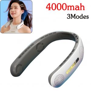 Ventilateur de cou Portable sans lame 4000/5000mAh, pliable, pour l'été, refroidisseur d'air, Rechargeable par USB, silencieux, pour l'extérieur, nouveauté - Neuf