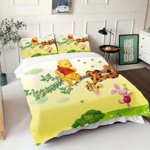 Parure De Lit Winnie L'ourson Avec Housse De Couette Et Taie D'oreiller 3d Pour Enfant, Universelle Et Adaptée Aux Enfants - Neuf
