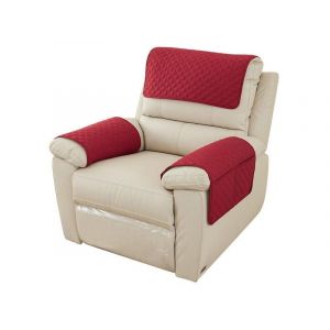 Housse De Fauteuil Inclinable 3 Pi&egrave;ces Avec Coussins D'appui-T&ecirc;te Et D'accoudoirs, Rouge, Avec Pochette De Rangement - Neuf