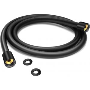 Flexible de douche 150 cm avec protection anti-torsion, tuyau cm, raccord standard 1/2"", et résistant à la torsion, testé pour l'eau potable sous pression, gris - Neuf