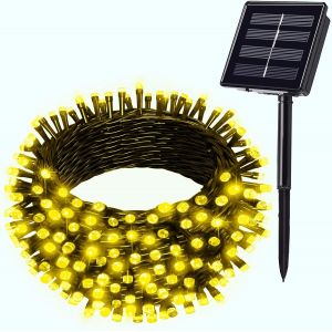 Jgd-Guirlande Lumineuse Solaire D'ext&eacute;rieur - 200 Led - &Eacute;tanche - 8 Modes - Pour Arbres, Terrasse, Cl&ocirc;ture, F&ecirc;te De Mariage, D&eacute;coration De No&euml;l, Blanc Chaud - Neuf