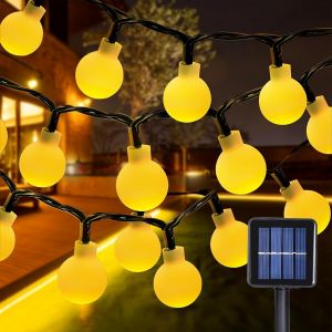 KAL-Led Solaire Guirlande Lumineuse, 12M Guirlande Lumineuse Sphérique, 8 Modes Étanche 100 Leds Boules Guirlandes Lumineuses Intérieure Extérieure Pour Fêtes, Mariages, Chambres (Or) - Neuf
