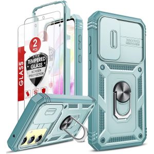 Kal-Coque Pour Samsung A35 5g Avec Anneau Support, Full Protection De La Caméra En Pc Dur Anti-Chut Renforcée Armor Heavy Duty Antichoc Bumper Housse Etui Galaxy A35 5g-Vert - Neuf