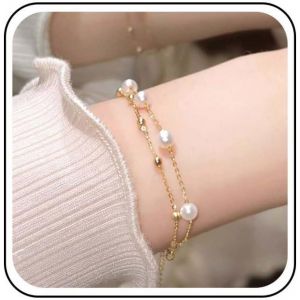 Bracelet Perle Vintage Superpos&eacute; Bracelet Station Perle Or Bracelet Cha&icirc;ne Perle Boho Bracelet Perle Satellite Cha&icirc;ne Main Mariage Bracelet Bangle Perle Bijoux Pour Femmes - Neuf