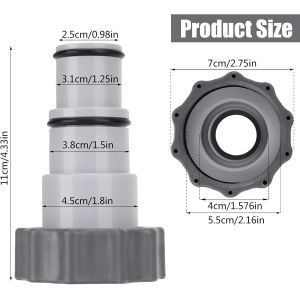 ASFASFq-Adaptateur Tuyau Piscine, 2 Pièce Adaptateur Piscine A, Adaptateur de Tuyau de Rechange, Adaptateur de Tuyau de Piscine, Adaptateur pour Piscine Intex, Pompe, Tuyau de Diamètre 32 et 38 mm - Neuf