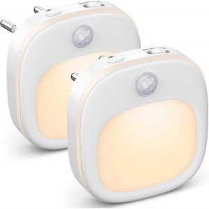 Veilleuse Prise Electrique [Lot De 2],Gradation Progressive Lampe Detecteur De Mouvement Interieur,Chaud/Blanc/Mixte Veilleuse Led Bon Pour Couloir Escalier Chambre &Agrave; Coucher Cuisine Chambre Denfan - Neuf