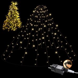 Jgd-Guirlande Lumineuse Pour Sapin De No&euml;l 360 Leds Blanc Chaud 2500k, 12 Rubbans De 3m Avec C&acirc;ble D'alimentation 5m, 8 Modes Avec Minuterie & M&eacute;moire, Ip44 &Eacute;tanche, &Eacute;conome 3,6w Pour Int&eacute;rieur/Ext&eacute;r - Neuf