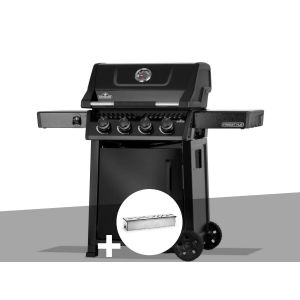Barbecue gaz Freestyle 425 noir 4 br&ucirc;leurs avec porte et br&ucirc;leurs inox + Boitier pour fumage - Napol&eacute;on - Neuf
