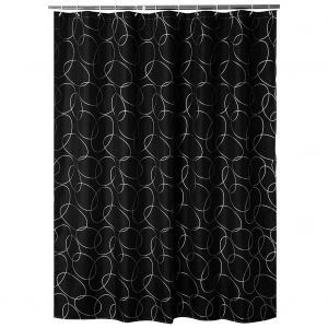 HJLIAN Rideau de douche impermeable a motif mural noir avec crochets de suspension #2 - Neuf