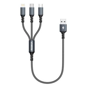 Câble Multi Usb, 3 En 1 Câble Universel Court 50cm Câble Usb Court De Chargement En Nylon Avec Micro Usb Type C Lightning Câble Pour Iphone 12/11/Xs,Samsung Galaxy S20 S10 S9,Huawei,Nokia - Neuf
