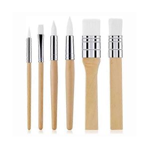 6pcs Ensemble De Pinceaux En Nylon Pour La Peinture Acrylique,Formes Assorties Pinceaux D'artiste Kit Fournitures D'art - Neuf