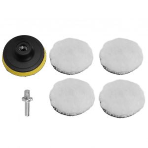 6pcs 3in Imitation Laine Polonaise Kit Avec 5/8in ?11 Perceuse Adaptateur Tampons De Polissage Pour Polisseuse De Tampon De Voiture - Neuf
