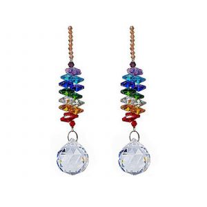 Attrape-soleil Chakra, pendentif prisme en cristal, cr&eacute;ateur d'arc-en-ciel (lot de 2) - Neuf