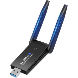 VornixorSarlshop-AX1800Mbit/s Adaptateur Wi-Fi pour PC, Wi-Fi 6 Dual Band Stick USB 3.0, MU-MIMO, antennes &agrave; gain &eacute;lev&eacute;, cryptage WPA3, compatible avec Windows 11/10 - Neuf