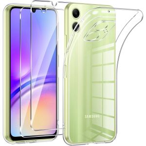 Kal-Coque Pour Samsung Galaxy A05 4g Avec 2 Pièces Protection Écran En Verre Trempé,Ultra Transparente Silicone En Gel Tpu Souple Pour Samsung A05 Couqe,Antichoc Anti-Jaune Etui Bumper - Neuf