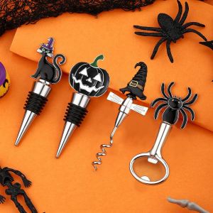 Tianyi-Bouchon Bouteille Vin D'halloween, 4pack Ouvre-Bouteille Ensemble Bouchon De Vin, Tire-Bouchon De Bouteille, D'halloween Cadeaux Pour Les Amateurs De Vin, Décapsuleur De Bière Pour Home Party - Neuf