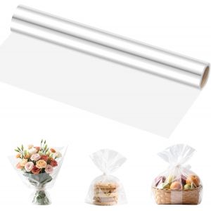 Papier Transparent Emballage,40 Cm X 30 M Papier Cadeau Transparent,Cadeau Cellophane 2,5 Mil,Rouleau De Emballage Cellophane,Pour Fleurs,Artisanat,Emballage Cadeau - Neuf