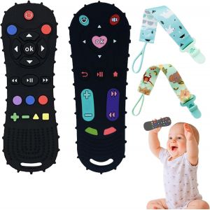 Anneau Dentition Bebe,2pcs Anneau Dentition Bebe Silicone,Telecommande Jouet Dentition B&eacute;b&eacute;,Anneau De Dentition Doux,Jouet Dentition B&eacute;b&eacute;,Anneau Dentition,B&acirc;ton Dentition,Pour Gar&ccedil;ons Et Filles - Neuf