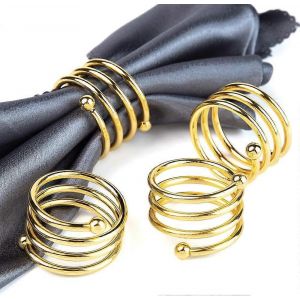 6pcs Or Ronds De Serviette De Table Ronds Porte-Serviettes Boucles Pour Mariage,Dîner D'anniversaire,Famille Gathe - Neuf