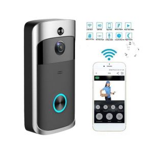 Sonnette vidéo Wi-Fi intelligente avec détection de mouvement, vision nocturne, audio bidirectionnel et surveillance à distance pour une sécurité optimale à domicile - Neuf