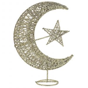 En Fer Forg&eacute; De L'arbre De No&euml;l Scintillant Des &Eacute;toiles Et De La Lune Treetop D&eacute;coration De La Maison Partie Des Fournitures (Or 20cm) - Neuf