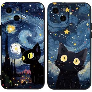 TRAHOO-2 Pi&egrave;ces Anime Kawaii Coque pour Samsung Galaxy S23 FE 6,4"",Mignon Dessin Anim&eacute; Chat Motif Mode Dessin,Housse &Eacute;tui Noir Antichoc Ultra-Mince,TPU Bumper Protection Case,Animal Cat Cute - Neuf