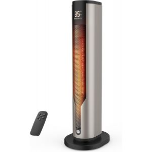 Chauffage d'appoint,60cm radiateur electrique, t&eacute;l&eacute;commande et minuterie 12h, interrupteur basculant et protection contre la surchauffe, 2000 W, 3 modes - Neuf