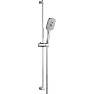 Ensemble Barre de Douche Colonne de Douche sans Mitigeur en Acier Inoxydable de 90 cm avec Tuyau de 1.6 m Pommeau de Douche (3 Modes 120 mm) et Support pour Salle de Bain Chrome - Neuf