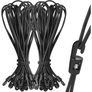 Mevronisshop-Lot De 50 Tendeurs &Eacute;lastiques Avec Crochet En Plastique 26 Cm, Tendeur Multifonctionnel En Caoutchouc, Tendeurs De B&acirc;che Sandow Elastique Pour Banni&egrave;res, Filets, Crochet Bache (Noire) - Neuf