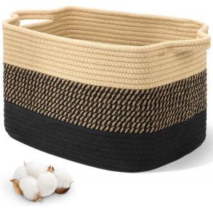MEVRONISSHOP-Petit Panier Rangement, Corbeille &agrave; Linge pour Chambre, Salon, Chambre de B&eacute;b&eacute;, Panier de Rangement Rectangulaire en Coton pour Jouets, Couvertures, Serviettes, V&ecirc;tements Sales, 33x25.5x - Neuf