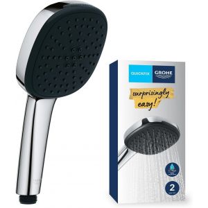 KGABERY-Quickfix Vitalio Comfort 110,Douchette Carrée 2 Jets (Pluie Et Stimulant),Economie D'Eau,Sélection Facile,Procédé Anti-Calcaire,Chromé,2639710E - Neuf