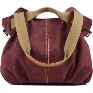 Sac à main en toile pour femme, sac à bandoulière, sac à main, sacs à bandoulière, sacs à bandoulière (rouge vin) - Neuf