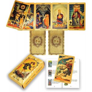 Chenquansarl-Lot De 78 Cartes De Tarot En Feuille D'or Avec Guide De 36 Pages, Pvc, Imperméable Et Anti-Plis, Jeu De Tarot En Feuille D'or Pour Débutants, Imperméable Et Durable (Les Étoiles Et La Lu - Neuf