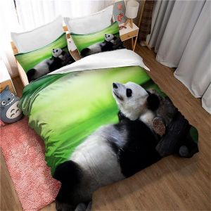 Parure De Lit Ste-X Panda Forest, Housse De Couette Confortable Pour Garçon Et Fille, 3 Pieces, Taie D'oreiller 50 X 75 Cm, Microfibre - Neuf