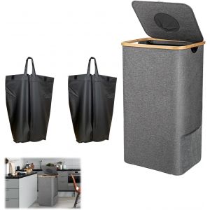 Tianyi-Récipient De Collecte De Bouteilles Consignées, 112 L, Avec 2 Sacs De Rangement, Collecteur De Bouteilles, Rangement Avec Couvercle Et Trou, Pour Cuisine Et Entrepôt, Gris - Neuf