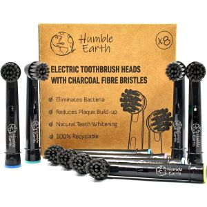 Lot De 8 T&ecirc;tes De Brosse &Agrave; Dents Recyclables Compatibles Avec Brosse &Agrave; Dents &Eacute;lectrique Oral-B, Poils De Charbon[Z478] - Neuf