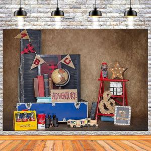 Retour &Agrave; L'&eacute;cole Photographie Arri&egrave;re-Plan Jardin D'enfants Salle De Classe Tableau Noir Enfants F&ecirc;te D'anniversaire D&eacute;cor Toile De Fond Abc Lettres Tableau Noir Globe Retour &Agrave; L'&eacute;cole - Neuf