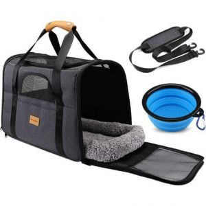 Morpilot Pet Carrier Bag, Sac De Transport Portable Pour Chat Ouverture Par Le Haut, Tapis Amovible Et Filet Respirant, Sac De Transport Pliable Pour Chiens Et Chats, Avec Bandoulière Et Bol Pour Anim - Neuf
