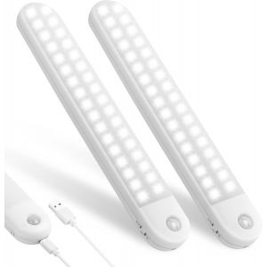 Lumière De Placard,2pcs Lampe Placard,Lampes 72 Led,Sans Fil, Rechargeable Par Usb, Aimanté, Détecteur De Mouvement, Baladeuse De Secours, Veilleuse Enfant[Classe (2pcs 72 Led) - Neuf