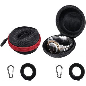 Kal-Sdfsa Étui De Voyage Montres, 2 Pièces Montre Étui De Rangement, Montre Ronde Boîte De Rangement, Watch Travel Case, Avec Mousqueton, Pour Hommes Femmes, Bijoux Montres Bracelet Collier (Noir, Ro - Neuf