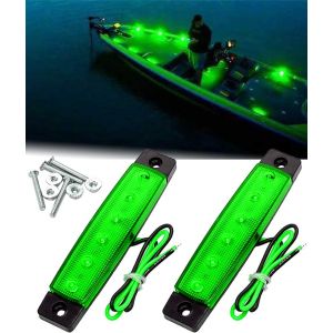 Lot De 2 Éclairages Led D'intérieur Pour Bateau, Barre Mince Utilitaire Pour Éclairage De Courtoisie, Éclairage De Cockpit, Feu De Navigation Vert - Neuf